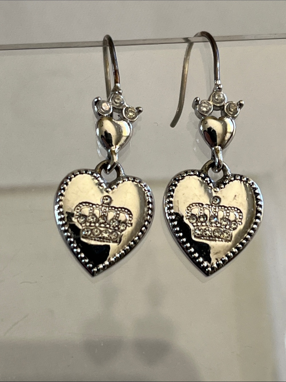 Juicy Couture Silvertone Heart Earrings - Picture 1 of 5